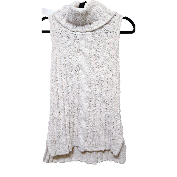 BB Dakota Tenbrook Cable Knit White Sleeveless Cowl Sweater M - Picture 11 of 12